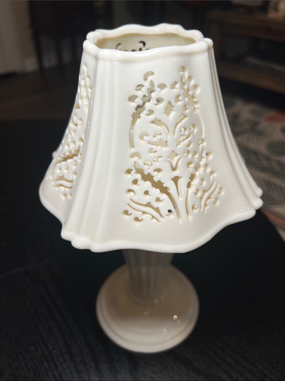 Yankee Candle Ivory Cream Ceramic Cutout Candle Holder Fairy Lamp - Picture 4 of 13